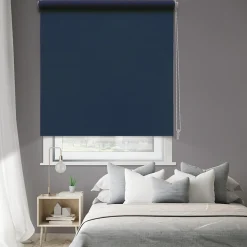 Store enrouleur occultant bleu marine l.120 x H.190cm Madeco