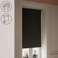 Store enrouleur occultant sans perçage Novan noir l.90 x H.240cm Goodhome