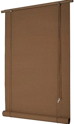 Store enrouleur occultant bois tissé intérieur et extérieur Ballauff moka 80/90 x 180 cm