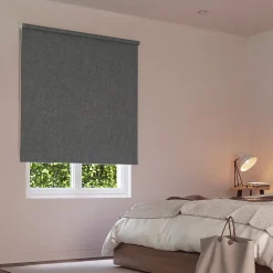 Store enrouleur occultant gris anthracite tissu double face l.60 x H.190cm Madeco