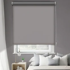 Store enrouleur occultant gris revers alu l.120cm x H.190cm Madeco