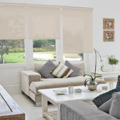 Store Enrouleur Screen Degré d'ouverture 10% Sable 90 X 190cm , Viewtex