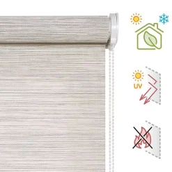 Store enrouleur screen premium en tissu technique, alu, tube renforcé 38 mm, haute qualité Gris-Beige 220x180 cm