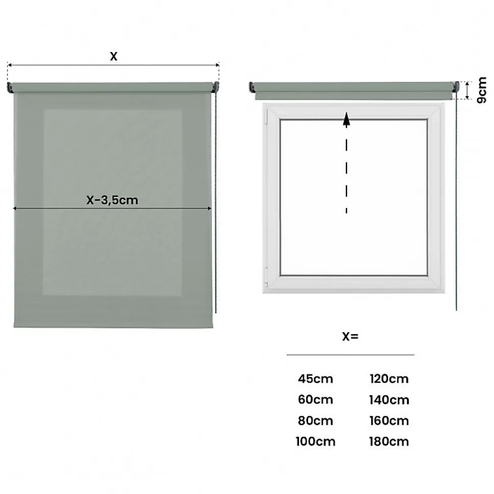 Store Enrouleur Tamisant Lisse pour Fenêtres et Portes Vert 180x250 cm