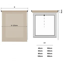 Store Enrouleur Tamisant Lisse pour Fenêtres et Portes Beige 60x180 cm