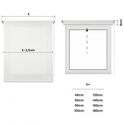 Store Enrouleur Tamisant Lisse pour Fenêtres et Portes Blanc 45x180 cm