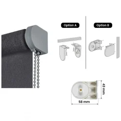 Store Enrouleur Tamisant Lisse pour Fenêtres et Portes Gris 60x180 cm