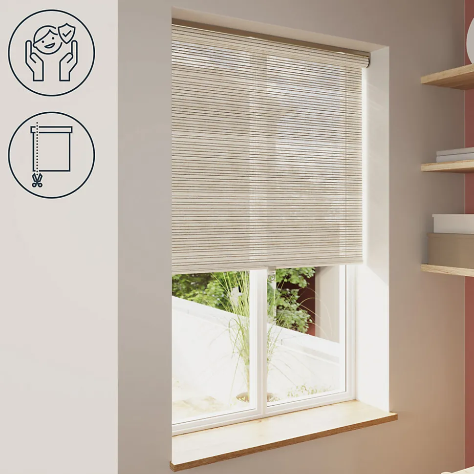 Store enrouleur tamisant sans perçage Masana beige l.120 x H.180cm Goodhome