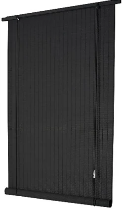 Store enrouleur tamisant bois tissé int/ext gris anthracite H.200 x l.110cm Ballauff