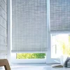Store enrouleur tamisant bois tissé blanc H.200 x 100cm Ballauff