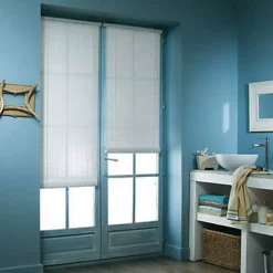 Store enrouleur tamisant bois tissé blanc H.200 x 100cm Ballauff