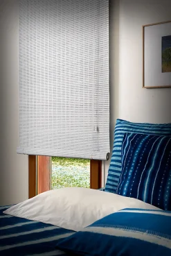 Store enrouleur tamisant bois tissé blanc H.200 x 100cm Ballauff