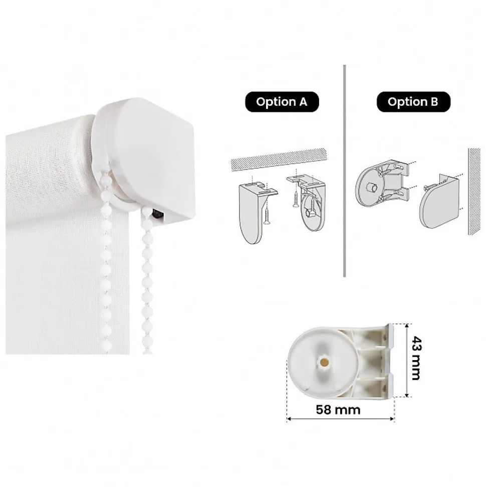 Store Enrouleur Tamisant Lisse pour Fenêtres et Portes Blanc 80x180 cm