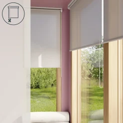Store enrouleur tamisant sans perçage Halo 2 gris perle l.60 x H.180cm Goodhome