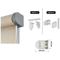 Store Enrouleur Tamisant Lisse pour Fenêtres et Portes Beige 140x180 cm