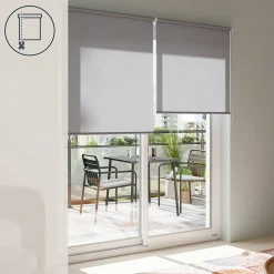 Store enrouleur tamisant sans perçage Halo 2 gris béton l.180 x H.240cm Goodhome