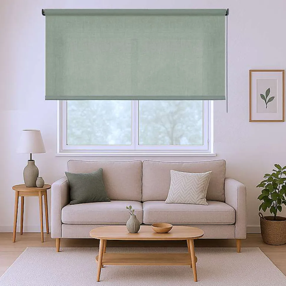 Store Enrouleur Tamisant Lisse pour Fenêtres et Portes Vert 60x180 cm