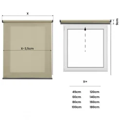 Store Enrouleur translucide Premium avec finitions en Aluminium pour fenêtres et Portes Écru 60x180 cm
