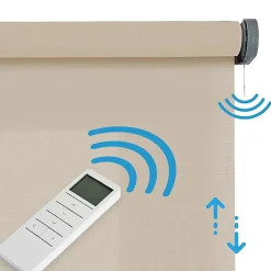 Store Enrouleur Translucide Stores Motorises avec batterie, moteur et télécommande Beige 200 x 250 cm