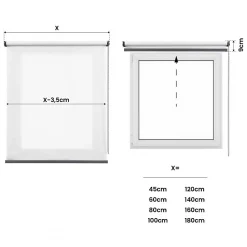 Store Enrouleur Translucide Premium Finitions en Aluminium Blanc 140 x 180 cm