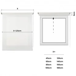 Store Enrouleur Translucide Stores Motorises avec batterie, moteur et télécommande Blanc 100 x 250 cm