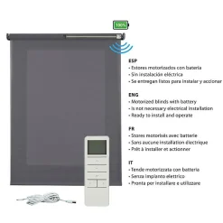 Store Enrouleur Translucide Stores Motorises avec batterie, moteur et télécommande Gris Argent 160 x 250 cm