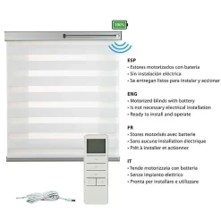 Store Motorisé Jour Nuit Enrouleur Moteur télécommande. Stores motorisés automatiques Batterie Finitions Aluminium Blanc 120x250