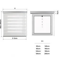 Store Motorisé Jour Nuit Enrouleur Moteur télécommande. Stores motorisés automatiques Batterie Finitions Aluminium Blanc 120x250