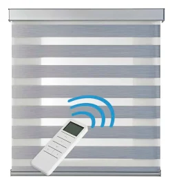 Store Motorisé Jour Nuit Enrouleur Moteur télécommande. Stores motorisés automatiques Batterie Finitions Aluminium Gris 120x250