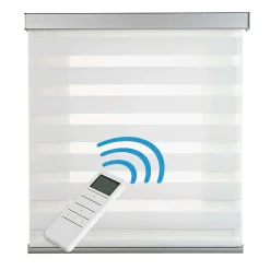 Store Motorisé Jour Nuit Enrouleur Moteur télécommande. Stores motorisés automatiques Batterie Finitions Aluminium Blanc 100x250