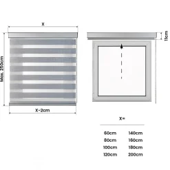 Store Motorisé Jour Nuit Enrouleur Moteur télécommande. Stores motorisés automatiques Batterie Finitions Aluminium Gris 100x250