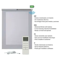 Store motorisé Screen technique avec moteur, pour portes/fenêtres, batterie et isolant thermiqueGris 160 x 250cm