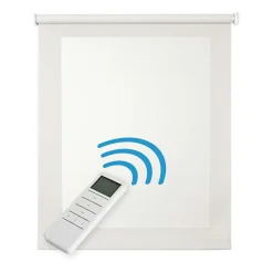 Store motorisé Screen technique avec moteur, pour portes/fenêtres, batterie et isolant thermiqueBlanc 200 x 250cm