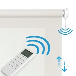 Store motorisé Screen technique avec moteur, pour portes/fenêtres, batterie et isolant thermiqueBlanc 200 x 250cm