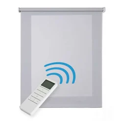 Store motorisé Screen technique avec moteur, pour portes/fenêtres, batterie et isolant thermiqueGris 120 x 250cm