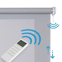 Store motorisé Screen technique avec moteur, pour portes/fenêtres, batterie et isolant thermiqueGris 120 x 250cm