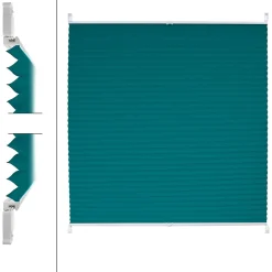 Store Plissé Klemmfix 100x100 cm, Bleu Pétrole, Sans Perçage