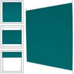 Store Plissé Klemmfix 100x100 cm, Bleu Pétrole, Sans Perçage