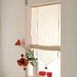 Store Relevable Beige avec Pompon (90x165 cm - Beige)
