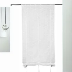 Store Relevable Fantaisie à "Petits Carrés" (70x200 cm - Blanc)