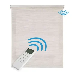 Stores enrouleurs motorisés screen premium, tissu technique, moteur, télécommande, Gris-Beige 240x250 cm