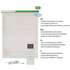 Stores enrouleurs motorisés screen premium, tissu technique, moteur, télécommande, Gris-Beige 240x250 cm