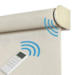 Stores enrouleurs motorisés screen premium, tissu technique, moteur, télécommande, Beige 160x180 cm