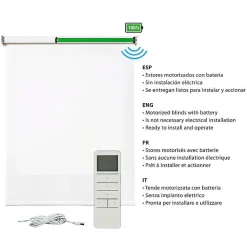 Stores enrouleurs motorisés screen premium, tissu technique, moteur, télécommande, Blanc 220x180 cm