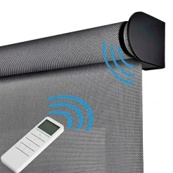 Stores enrouleurs motorisés screen premium, tissu technique, moteur, télécommande, Gris Foncé 160x250 cm