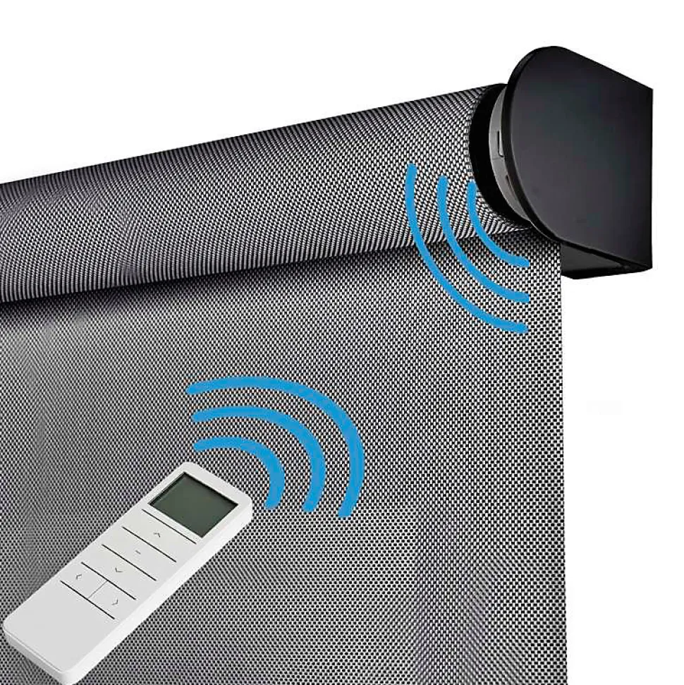 Stores enrouleurs motorisés screen premium, tissu technique, moteur, télécommande, Gris Foncé 160x250 cm