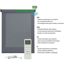Stores enrouleurs motorisés screen premium, tissu technique, moteur, télécommande, Gris Foncé 160x250 cm