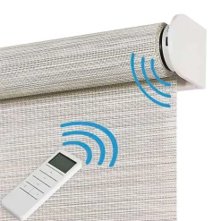 Stores enrouleurs motorisés screen premium, tissu technique, moteur, télécommande, Gris-Beige 200x250 cm