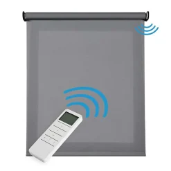 Stores enrouleurs motorisés screen premium, tissu technique, moteur, télécommande, Gris Foncé 140x250 cm