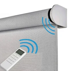 Stores enrouleurs motorisés screen premium, tissu technique, moteur, télécommande, Gris 220x250 cm